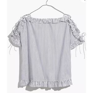 Madewell Ruffled Lace-Up Top in Stripe Gray Size XS
